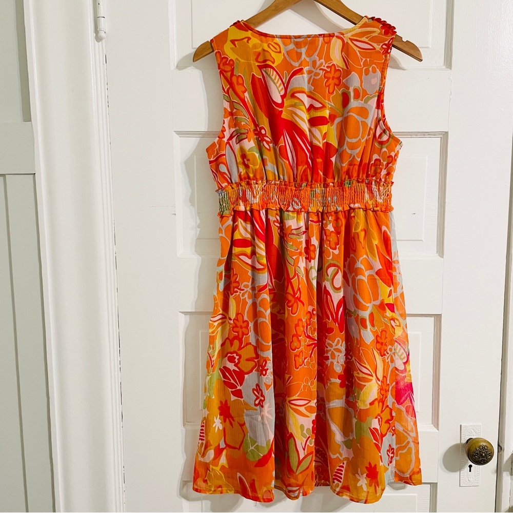 Motherhood Maternity Dress - Orange Floral Sleeveless Fit & Flare - Picture 3 of 3